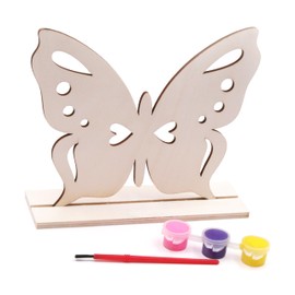 ANGELS CRAFT 12 Pack Wooden Painting Set - Includes Butterfly Shape with Base, Paintbrush, and 3 Vibrant Tempera Paint Colors for Kids Creative Fun and DIY Art Projects