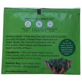 Neem Queen Pyramid Tea Bags - Wrapped for Travel (30 Count) Organic Premium Quality Caffeine Free - Made in America