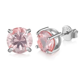 [JIANGXIN] 925 Silver Earrings, Women's K18 Morganite Earrings, Single Ground, Simple, 18K Platinum Silver, Metal Allergy, Cute, For Both Ears, Wife, Gift, Girlfriend, Birthday, Anniversary Gift,