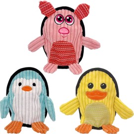 AIMETING Squeaky Dog Toys 3 Pack, Soft and Tough Dog Plushes, No Stuffed Dog Toy Sets, Durable Pet Chew Toys for Small, Medium and Large Dogs Interact and Reduce Boredom