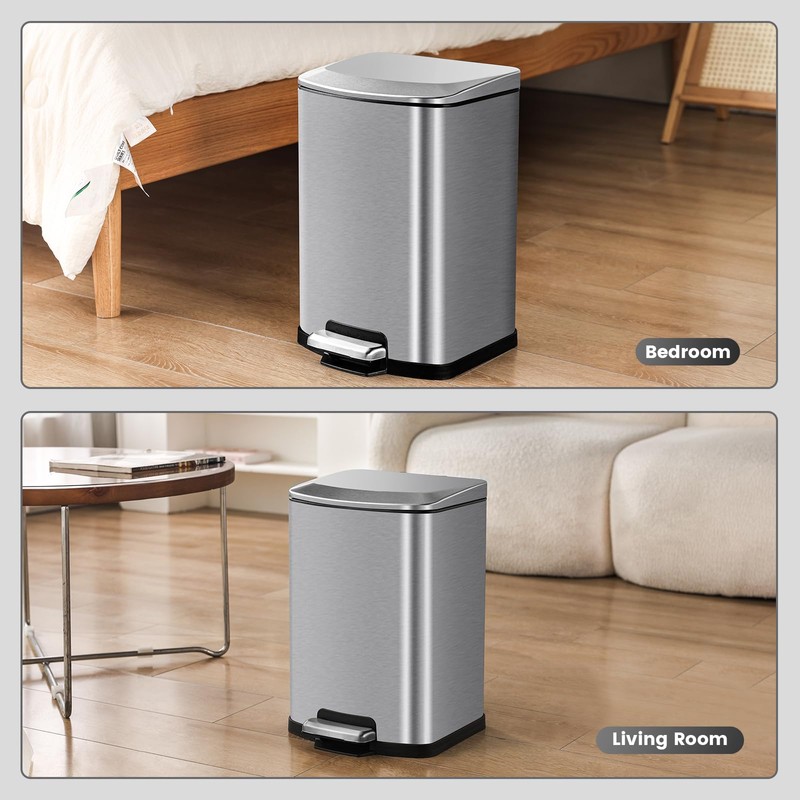 SYNCVIBE Bathroom Trash Can with Lid Soft Close 4 Gallon