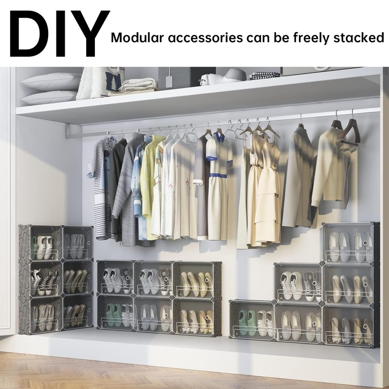 MAGINELS 6 Tier Shoe Rack Organizer with Cover, Slim Shoe