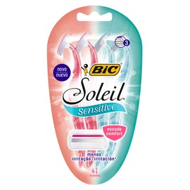 BIC, Rastrillo para Mujer, Rasurador de Tres Hojas, Soleil Sensitive, Piel Sensible, 4 piezas