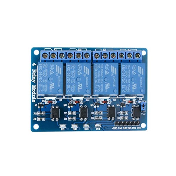 ELEGOO 4 Channel DC 5V Relay Module with Optocoupler Compatible