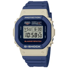 Casio DW-5610BEP-2JR Men's Wristwatch, BlackEyePatch Collaboration Model, Navy, navy