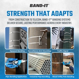 BAND-IT C00169 Standard Banding Tool – 1/4" to 3/4" Wide (0.015" - 0.030" Thick) Alloy, Galvanized & Stainless Steel Strapping Tensioner with Built-in Cutter for Industrial Applications