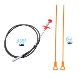 Pick-up and Grabber Tool with Hair Drain Clog Remover, Household Hair Catcher for Sink, Tub, and Pipe Cleaning, with Spring (300cm Long)