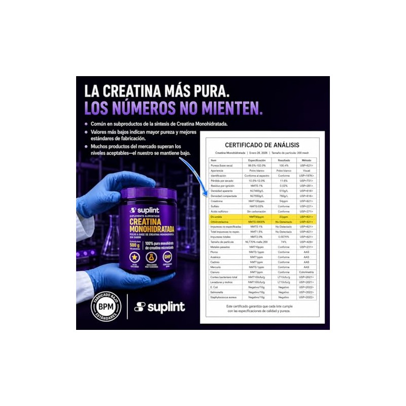 Creatina Monohidratada Micronizada 200 Mesh Suplemento Deportivo Polvo 500 100