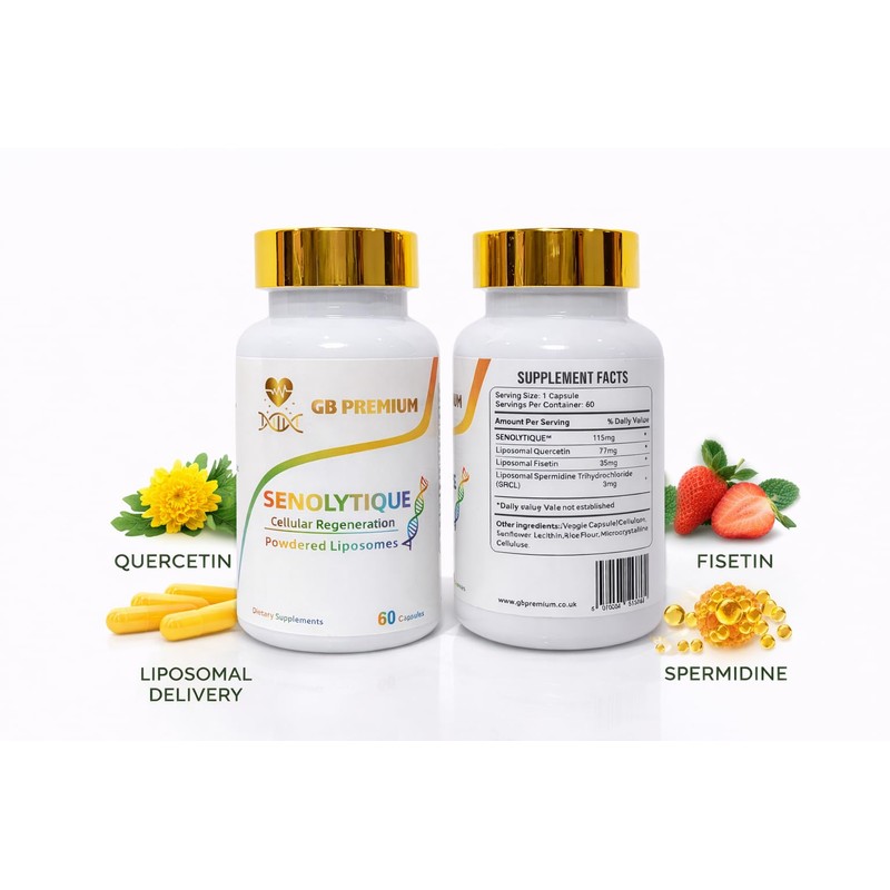 GB Premium Senolytique Supplement, Quercetin, Fisetin and Spermidine,Powdered Liposomes, 60