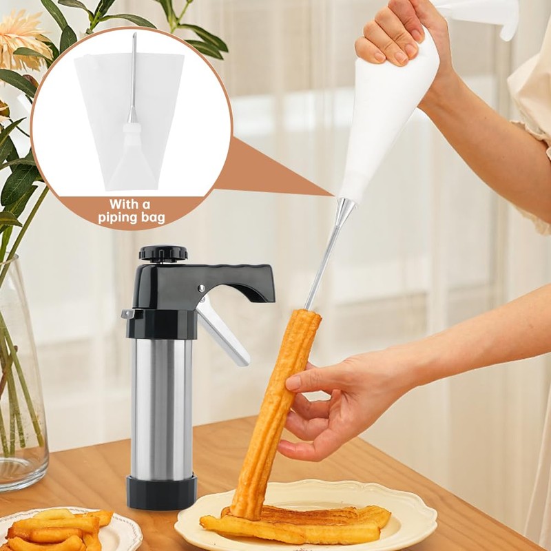 Churros Maker Machine Stainless Steel Churros Gun Kit 3-in-1 Multifunctional