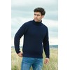 Aran Crafts Men's Irish Cable Knitted Wool Rib Roll Neck