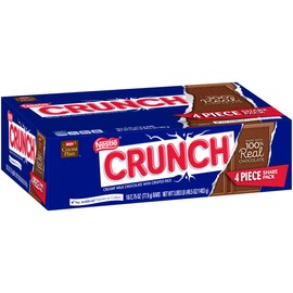 Crunch 100% Real Milk Chocolate Share Candy Bars, Perfect Valentine's Day Gift, 4 Piece Individually Wrapped Bars 2.75 oz (18 Count)