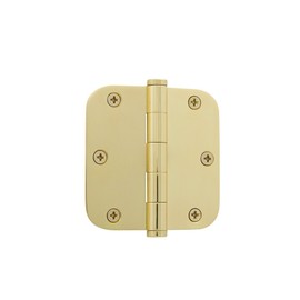 Grandeur Hardware 819968 3.5" Button Tip Residential Hinge with 5/8" Radius Corners in Unlacquered Brass, 3.5" x 3.5"