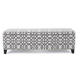 Christopher Knight Home Cleo Fabric Storage Ottoman, Grey Geometric Patterned