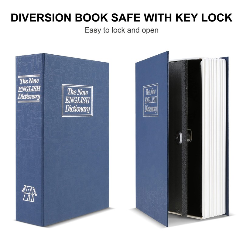 Tahoe trails Book Safe with Key Lock, Portable Metal Safe