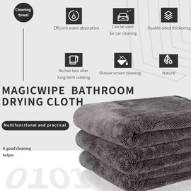 Shiny Wipes Bathroom Drying Cloth, Streak Free Microfiber Cleaning Wipes, Thickened Cleaning ClothShower for Car Detailing, Kitchen, Window Clean Cloth (3, 40 * 40cm)