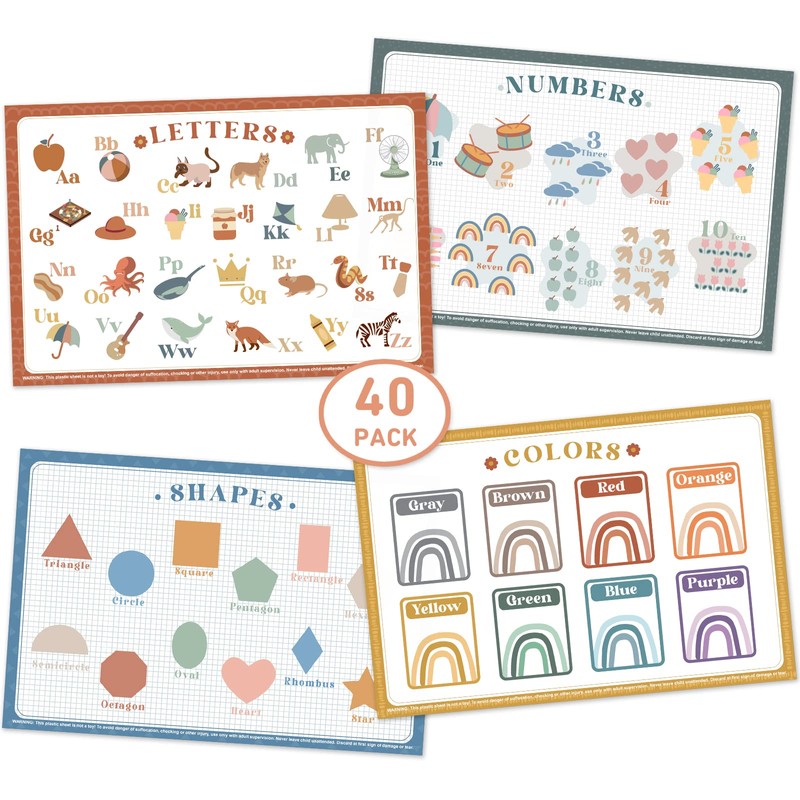 40 Pack Disposable Stick-on Placemats and 40 Pack Disposable Placemats