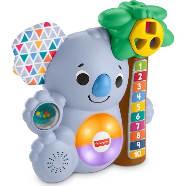 Fisher-Price Linkimals GRG69 Nicolas le Koala Interactive Educational Toy for Babies, Sounds and Lights, French Version, 9 Months and Above