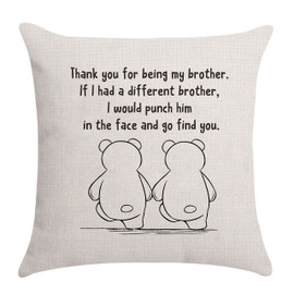 AOCASO Brother Sister Gifts, Throw Pillow Cover for Him - Brother Birthday Gift (Thank You Bro)