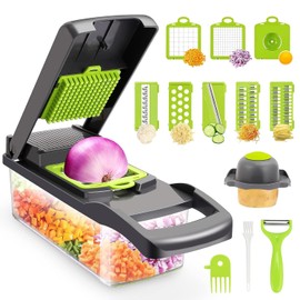 Vegetable Chopper,Senbowe Multifunctional 13-in-1 Food Choppers Onion Chopper Vegetable Slicer Cutter Dicer Veggie chopper with 8 Blades,Colander Basket,Container for Salad Potato Carrot Garlic