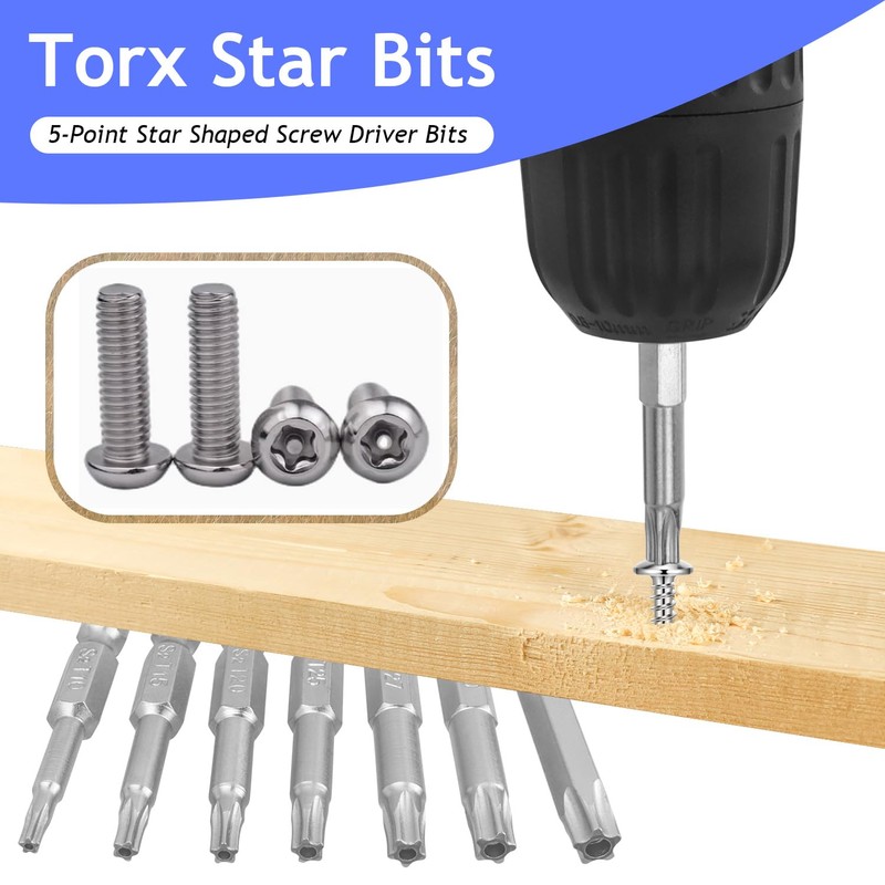 FyMosem 14Pcs Torx Star Head Screwdriver Bits T10-T40 Security Tamper