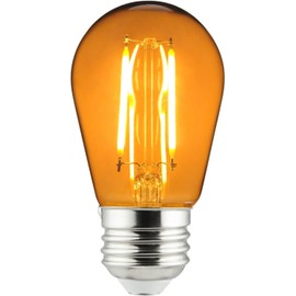 Diodesy- S14 Colored LED String Filament Light Bulb Transparent Amber 2W (25W Equivalent) E26 Medium Base Dimmable Pack of 6- Waterproof Outdoor Indoor Replacement Bulb for Christmas Halloween Holiday