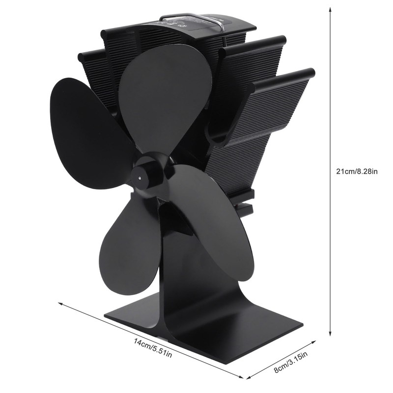 4 Blade Heat Powered Stove Fan Silent Eco Friendly Aluminium