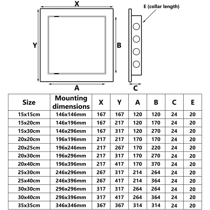 150x150mm Black Front Access Inspection Panel Plastic Concealed Wall Hatch