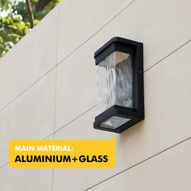 LUTEC Starry 1857 795 Lumen 3000K LED Wall Light with Seeded Glass, Modern Porch Light, Indoor Outdoor Sconce Wall Lighting