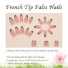 24Pcs French Tips False Nails Short, Almond Nude Green Fake