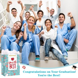 FaCraft Nurse Graduation Gifts Bag - 13" Large Nurse Gift Bags with Tissue Paper for Women Men New Nurses Nursing School Graduation Gifts for Her Him Graduates New Nursing Student Medical School Party