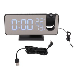 FM Radio LED Digital Smart Alarm Clock LED Digital Projection Alarm Clock for Bedroom Bedside Black Body Black Character