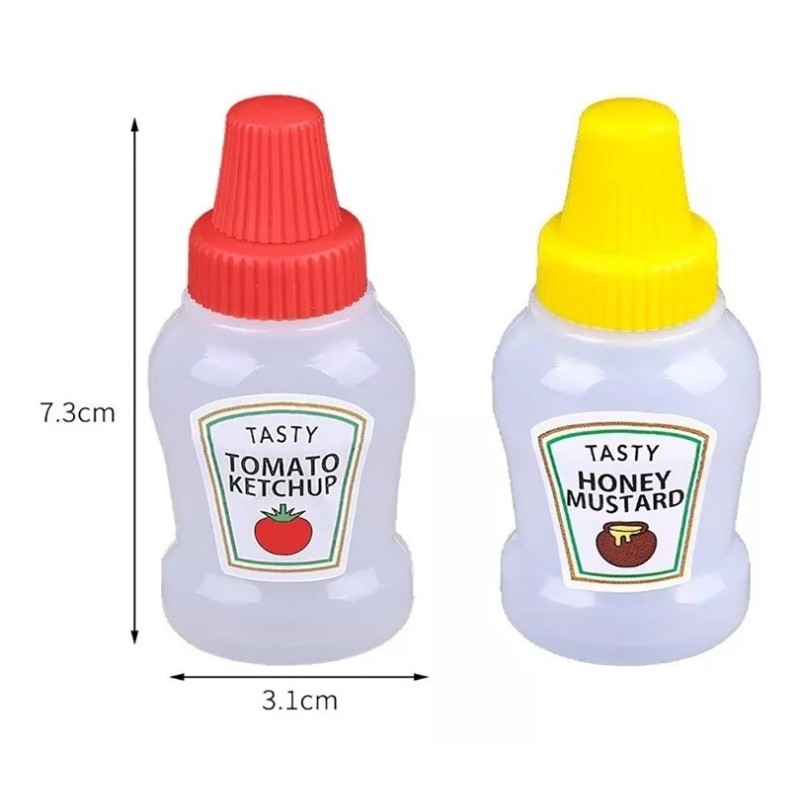 KFMX 2pcs Frascos Catsup Moztaza Mini Lunch Oficina Viajes 20ml