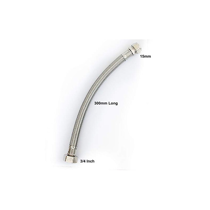 Infun 300mm Silver Flexible Hose for Bath Tap - 15mm