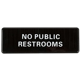 No Public Restrooms Sign Door Plate for Cafe Restaurant - Black and White, 9" x 3"