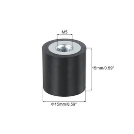 uxcell 15 x 15mm M5 Thread Female Rubber Mounts,Vibration Isolators,Replaces Anti Vibration Pads Flat Silent Block Base Block 3Pcs