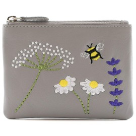Mala Leather Blossom Collection RFID Blocking Leather Wallet with Keyring 4309_24 Grey, gray