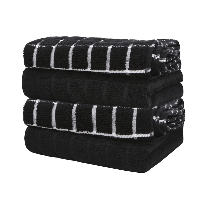 Kitchen Towels Cotton Black - Tea Towels Absorbent - Thick