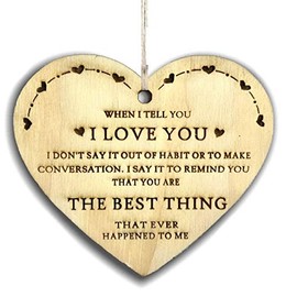 I Love You Plaque Gift Wooden Hanging Heart Love Heart Wooden Sign Friendship Quote Gift for Her for Him