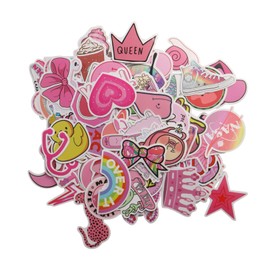 100 Pcs Pink Cute Stickers, Waterproof PVC Decals for Laptops Water Bottles Scrapbooks, Aesthetic Kawaii Preppy Stickers for Girls Teens DIY Decoration