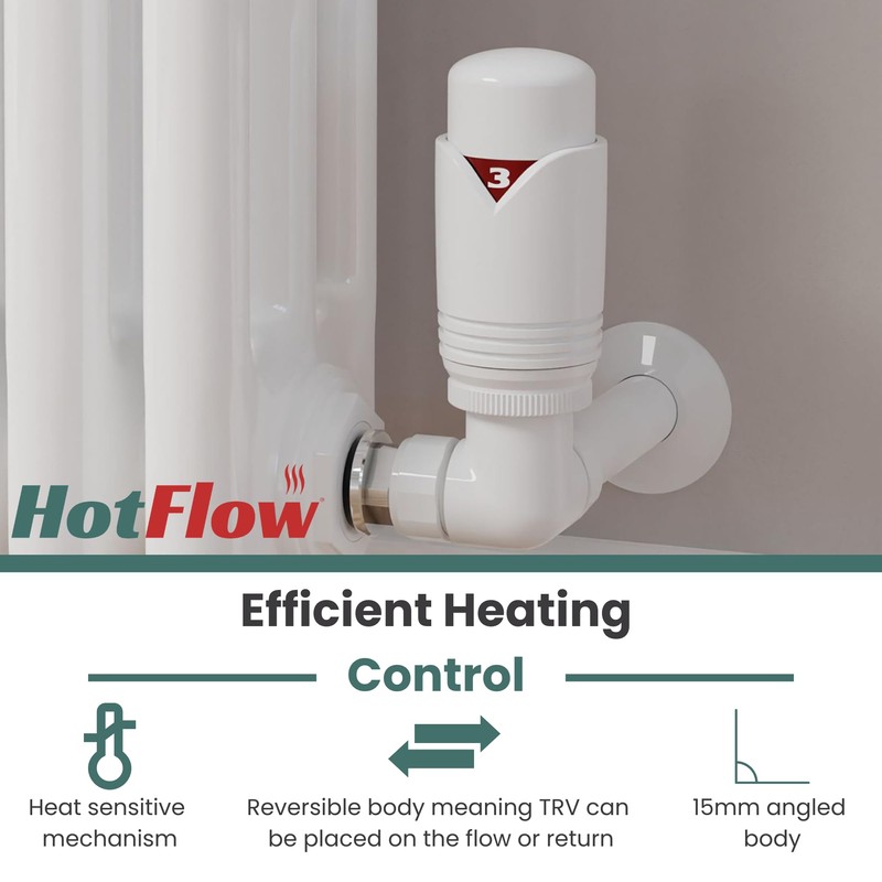 Hot Flow All White Marella 3 Modern Thermostatic Radiator Valve