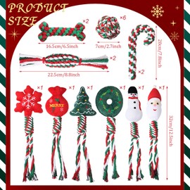 Glimin 30 Pcs Christmas Dog Chew Toys Puppy Dog Rope Toys Bone Shape Candy Cane Assorted Styles Dog Tug of War Toys for Aggressive Chewers Small Medium Large Breed Pet Teething