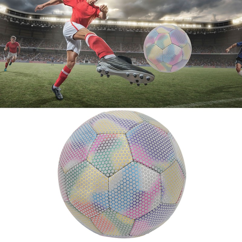 Soccer Ball PU Size 5 Light Color Reflective Glowing Soccer