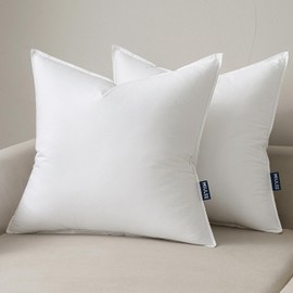 MIULEE 20x20 Throw Pillow Inserts,Set of 2 Decorative Pillow Inserts with Soft Cotton Cover,Fluffy and Cozy Interior Square Sofa Couch Pillow Inserts White