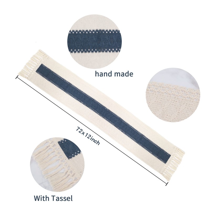 Karlesi Table Runner,Cotton and Natural Burlap Splicing Table Runner with