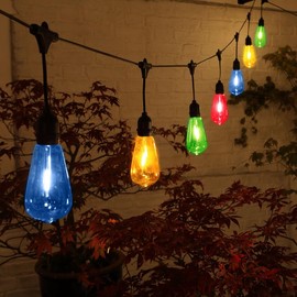 NOMA Connectable Edison Drop Festoon Garden Lights, 10 Large Multicolour LED's, 6.8 m