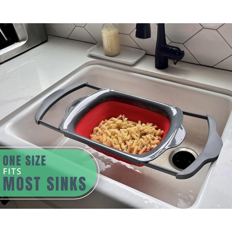 Comfify XL Large Kitchen Strainer - Collapsible Silicone Over-The-Sink Colander