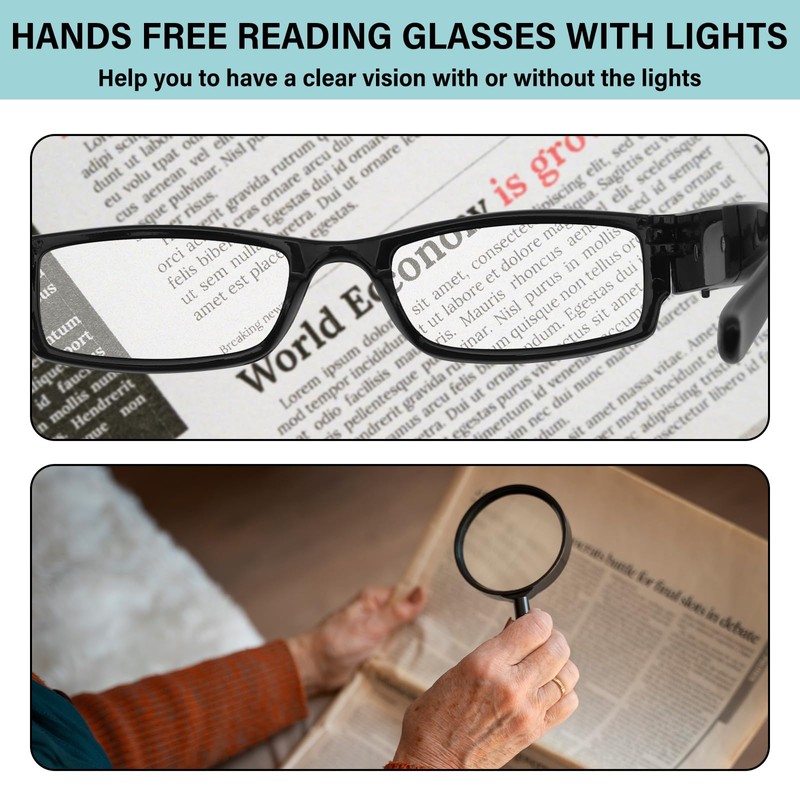 Magnifying Glasses with Light Rechargeable Reading Glasses Bright LED Readers