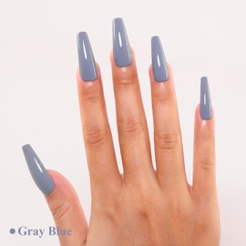 Imtiti Gray Gel Nail Polish, Gray Blue Gel Polish High Gloss Soak Off UV LED Nail Gel Polish Autumn Winter Gel Polish Nail Art Manicure Salon DIY Design Gel Nail Kit 10ML
