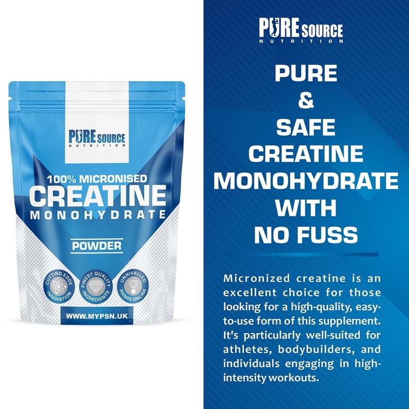 Pure Source Nutrition Creatine Monohydrate Powder Vegan Gluten Free 100%